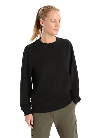 Icebreaker Merino Crush Long Sleeve Sweatshirt Naisten Yksiosainen ja sarjat Mustat | FI 1752YXFU